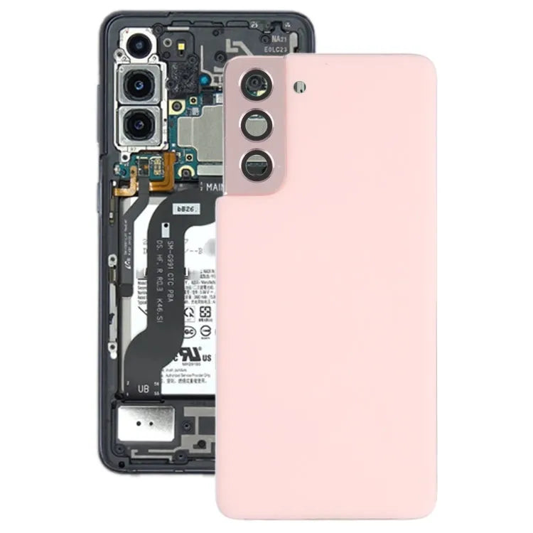 Batterijachterklep met cameralensframe voor Samsung Galaxy S21 5G (roze)