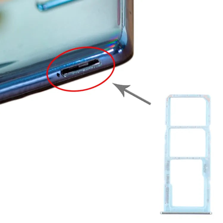Voor Samsung Galaxy A71 SIM-kaartlade + SIM-kaartlade + Micro SD-kaartlade (blauw)
