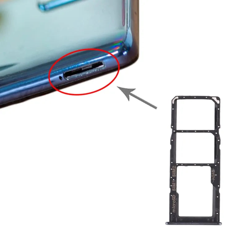 Voor Samsung Galaxy A71 SIM-kaartlade + SIM-kaartlade + Micro SD-kaartlade (zwart)