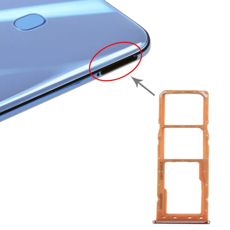 Voor Galaxy A20 A30 A50 SIM-kaartlade + SIM-kaartlade + Micro SD-kaartlade (oranje)