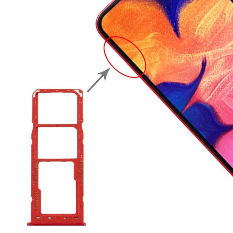 Voor Galaxy A10 SIM-kaartlade + SIM-kaartlade + Micro SD-kaartlade (rood)