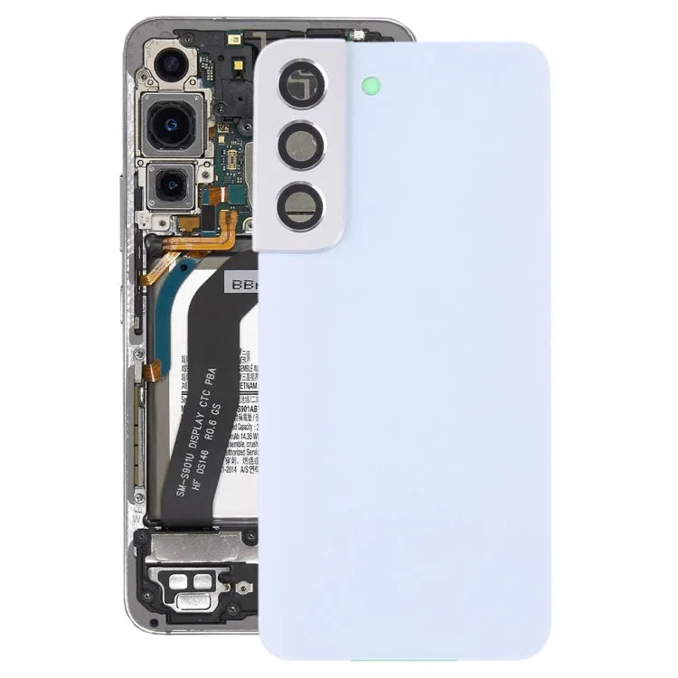 Batterijachterklep met cameralensframe voor Samsung Galaxy S22 5G SM-S901B (wit)