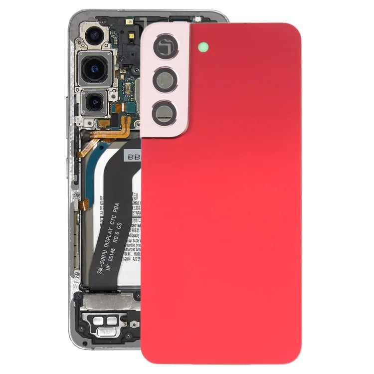 Batterijachterklep met cameralensframe voor Samsung Galaxy S22 5G SM-S901B (rood)