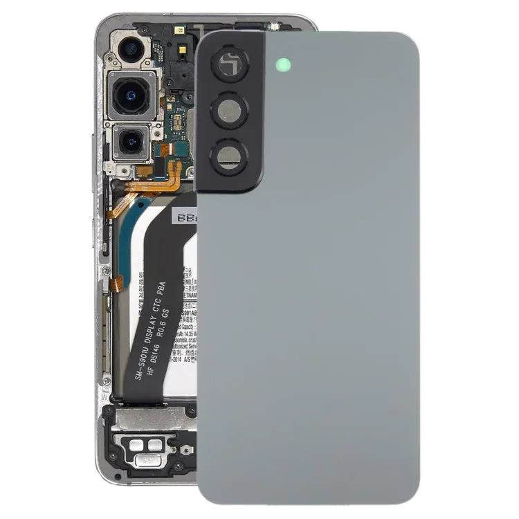 Batterijachterklep met cameralensframe voor Samsung Galaxy S22 5G SM-S901B (grijs)