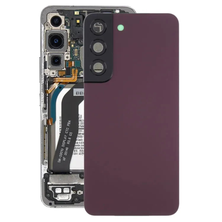 Batterijachterklep met cameralensframe voor Samsung Galaxy S22 5G SM-S901B (paars)