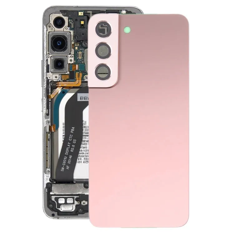 Batterijachterklep met cameralensframe voor Samsung Galaxy S22 5G SM-S901B (roze)