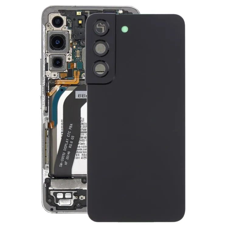 Batterijachterklep met cameralensframe voor Samsung Galaxy S22 5G SM-S901B (zwart)