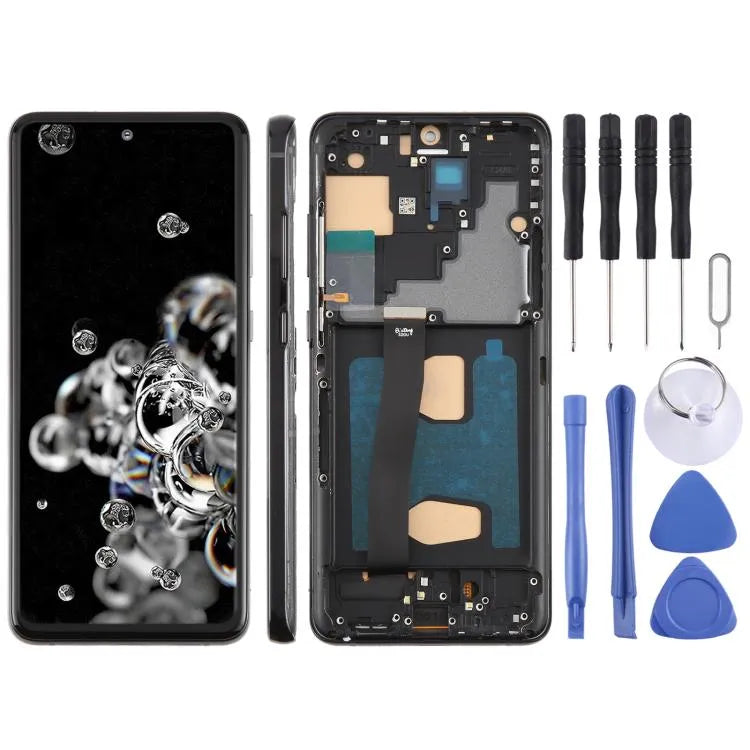 Voor Samsung Galaxy S20 Ultra SM-G988B 6,78 inch TFT LCD-schermdigitaliser, volledige montage met frame, geen ondersteuning voor vingerafdrukherkenning (zwart)