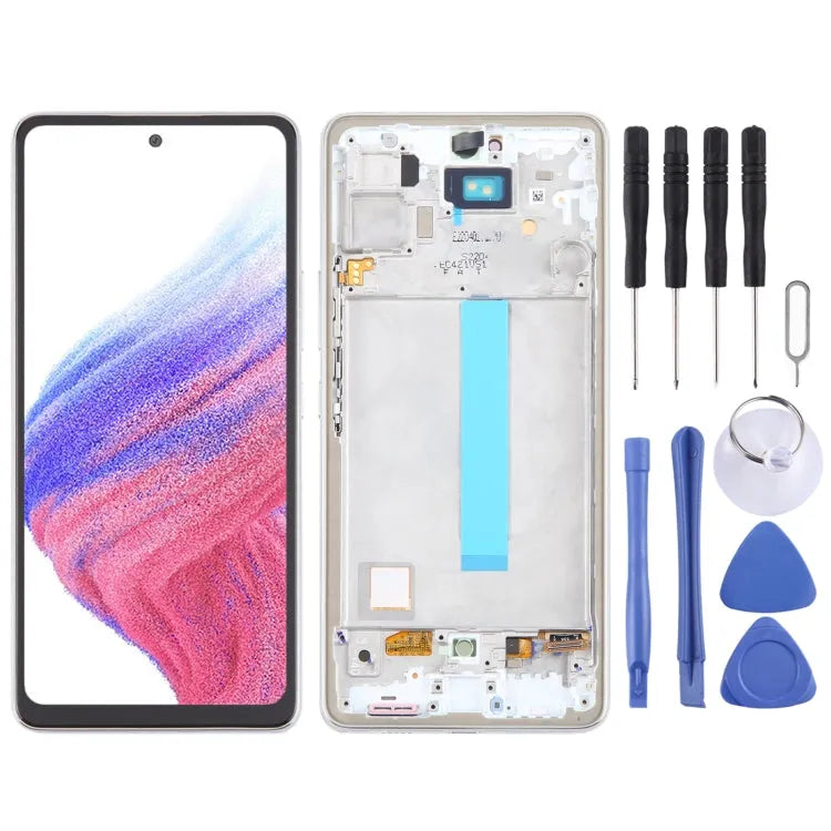 Voor Samsung Galaxy A53 5G SM-A536 6.48 inch OLED LCD-scherm Digitizer volledige montage met frame (wit)