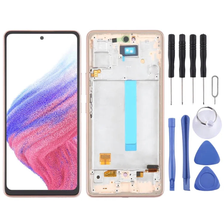 Voor Samsung Galaxy A53 5G SM-A536 6.48 inch OLED LCD-scherm Digitizer volledige montage met frame (goud)