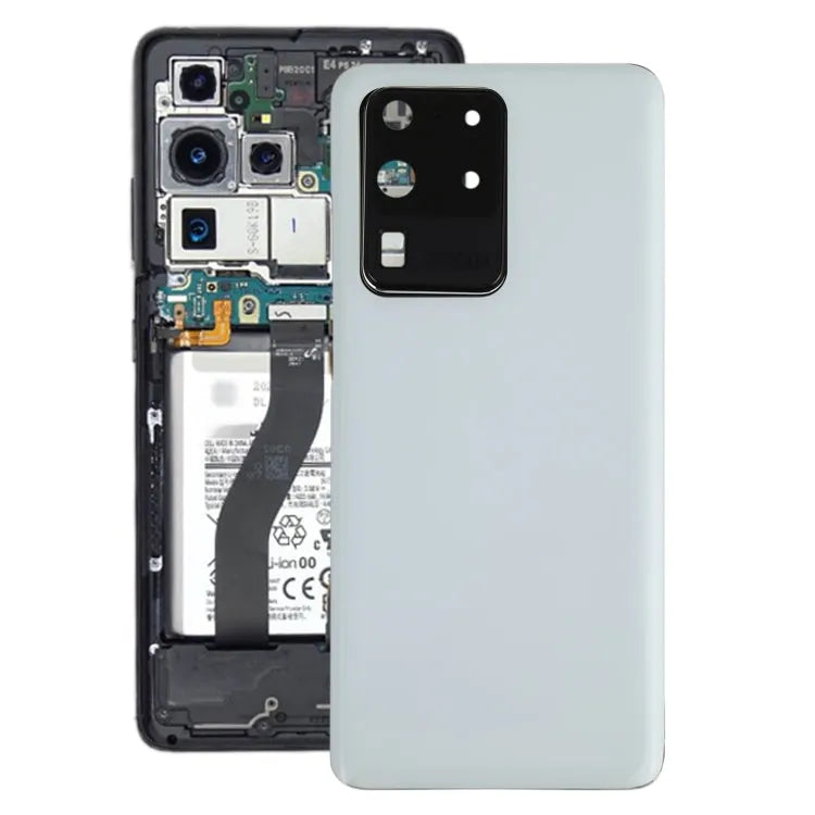 Batterijachterklep met cameralensframe voor Samsung Galaxy S20 Ultra (wit)