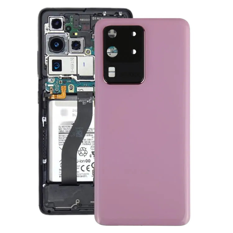 Batterijachterklep met cameralensframe voor Samsung Galaxy S20 Ultra (roze)