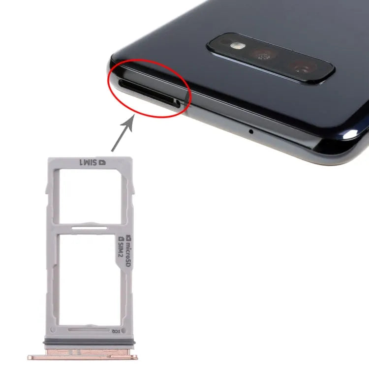 Voor Galaxy S10+ / S10 / S10e SIM-kaartlade + SIM-kaartlade / Micro SD-kaartlade (Rose Goud)