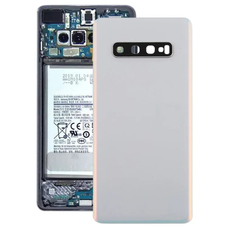 Batterijachterklep met cameralensframe voor Galaxy S10+ (wit)