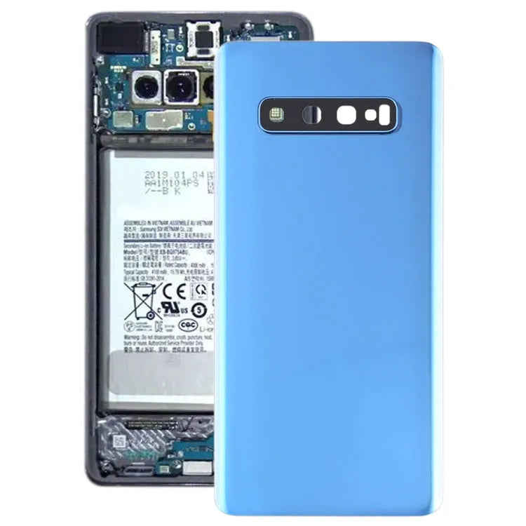 Batterijachterklep met cameralensframe voor Galaxy S10+ (blauw)