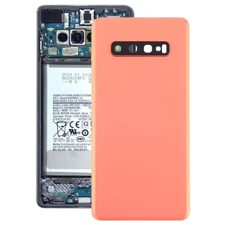 Batterijachterklep met cameralensframe voor Galaxy S10+ (roze)