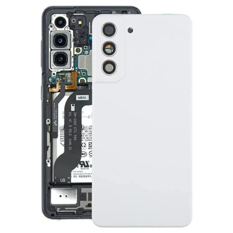 Batterijachterklep met cameralensframe voor Samsung Galaxy S21 FE SM-G990B (wit)