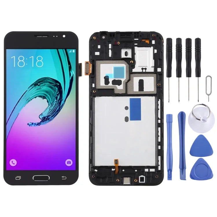 TFT LCD-scherm voor Galaxy J3 (2016) / J320F Digitizer Volledige montage met frame (zwart)