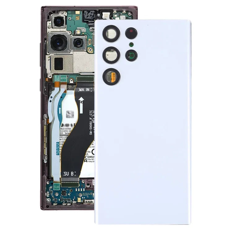 Batterijachterklep met cameralensframe voor Samsung Galaxy S22 Ultra 5G SM-S908B (wit)