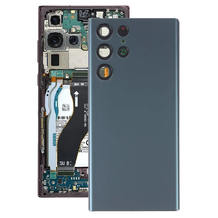Batterijachterklep met cameralensframe voor Samsung Galaxy S22 Ultra 5G SM-S908B (groen)