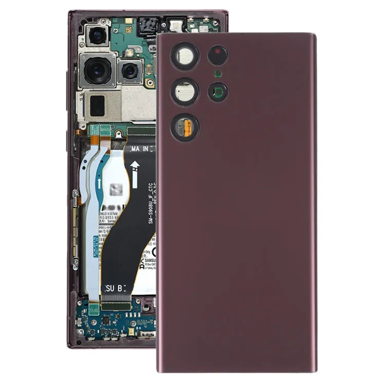 Batterijachterklep met cameralensframe voor Samsung Galaxy S22 Ultra 5G SM-S908B (paars)