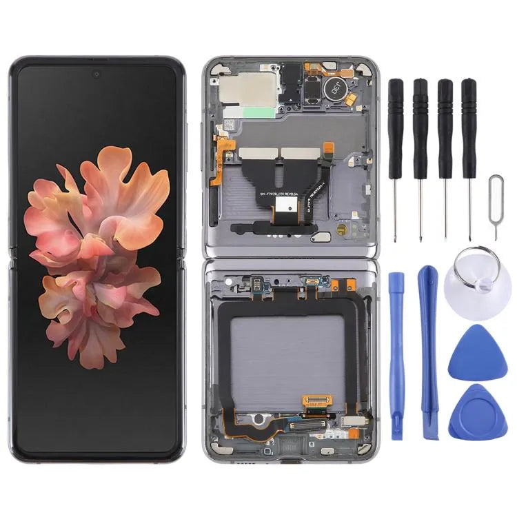Voor Samsung Galaxy Z Flip 5G SM-F707 LCD-schermdigitizer, volledige montage met frame (grijs)