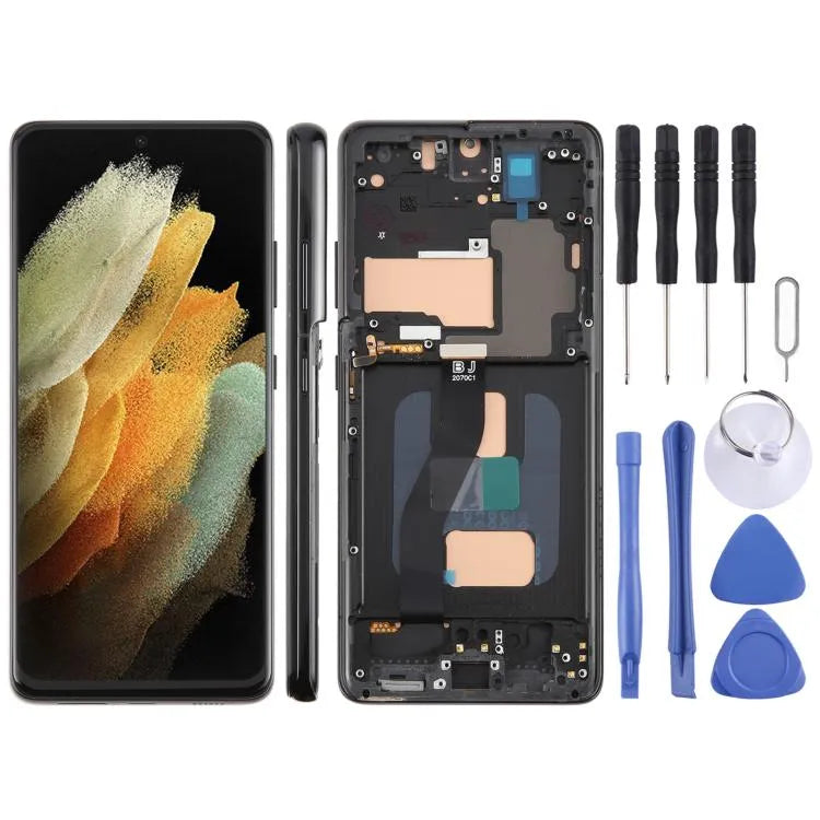Voor Galaxy S21 Ultra 5G SM-G998B 6,66 inch TFT LCD-scherm digitizer complete unit met frame, ondersteunt geen vingerafdrukherkenning.