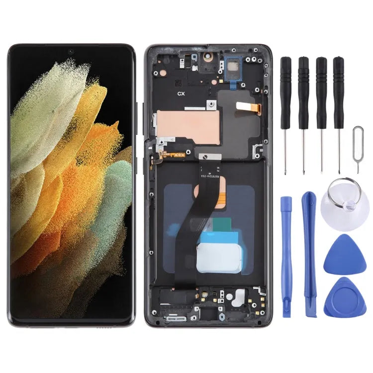 OLED LCD-scherm voor Samsung Galaxy S21 Ultra 5G SM-G998B Digitizer volledige montage met frame (zwart)
