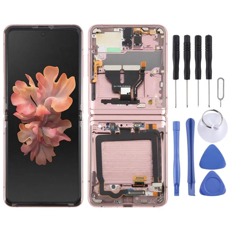 Voor Samsung Galaxy Z Flip 5G SM-F707 LCD-schermdigitizer, volledige montage met frame (roze)