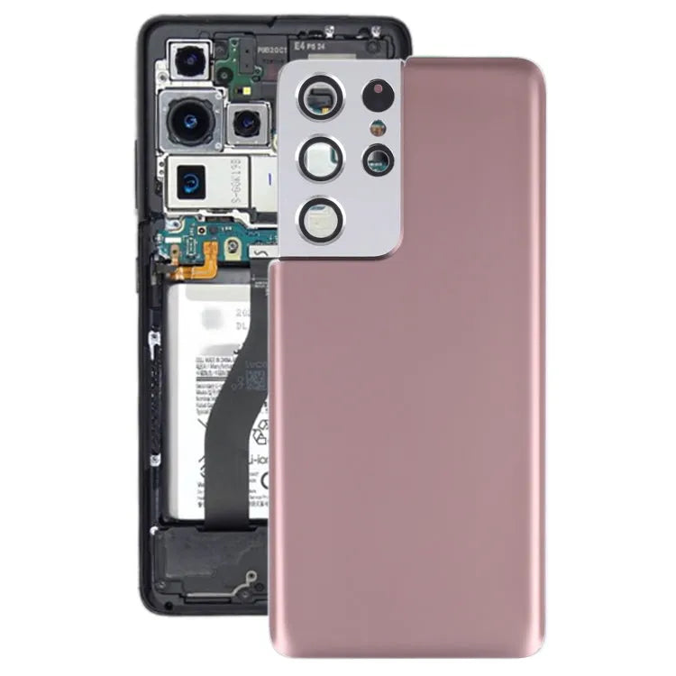 Batterijachterklep met cameralensframe voor Samsung Galaxy S21 Ultra 5G (bruin)