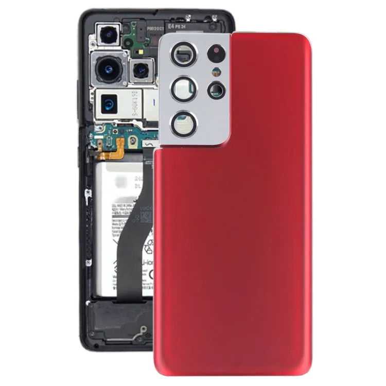 Batterijachterklep met cameralensframe voor Samsung Galaxy S21 Ultra 5G (rood)