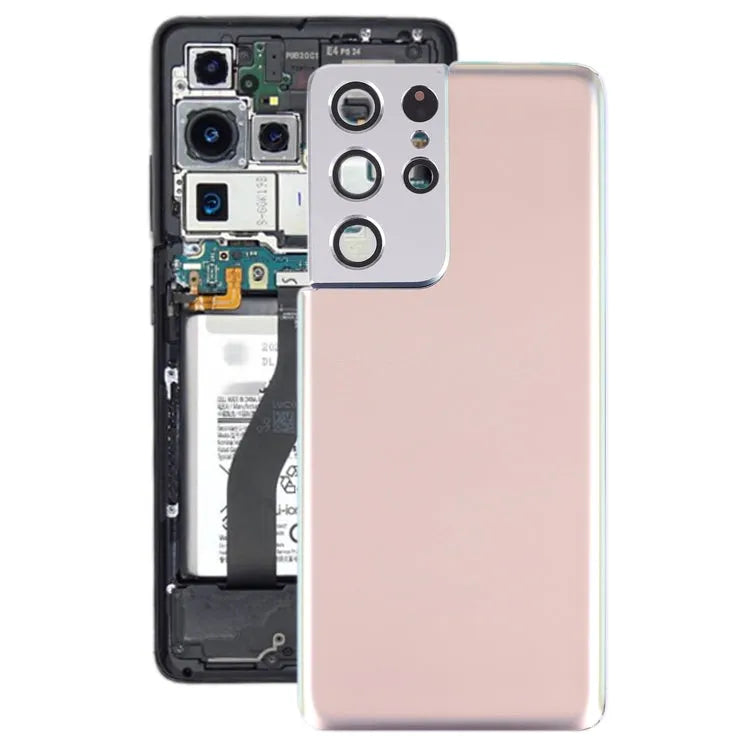 Batterijachterklep met cameralensframe voor Samsung Galaxy S21 Ultra 5G (goudkleurig)