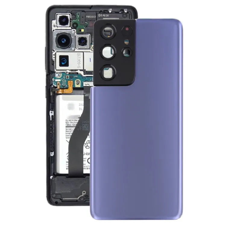 Batterijachterklep met cameralensframe voor Samsung Galaxy S21 Ultra 5G (paars)