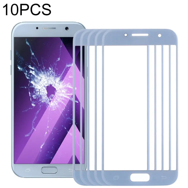 Voor Samsung Galaxy A7 (2017) / A720 10 stuks voorscherm buitenste glazen lens (blauw)