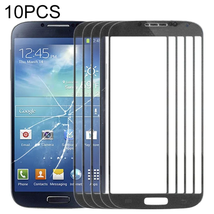 Voor Samsung Galaxy S IV / i9500 10 stuks voorscherm buitenste glazen lens (zwart)