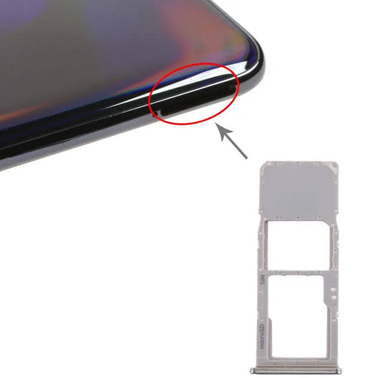 Voor Galaxy A70 SIM-kaartlade + Micro SD-kaartlade (zilver)