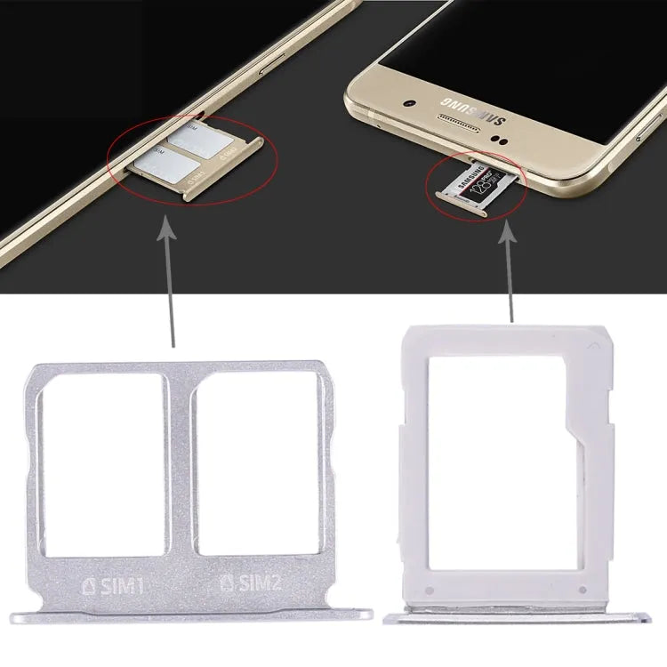 Voor Galaxy A9100 / A9 (2016) 2 SIM-kaartlade + Micro SD-kaartlade (wit)