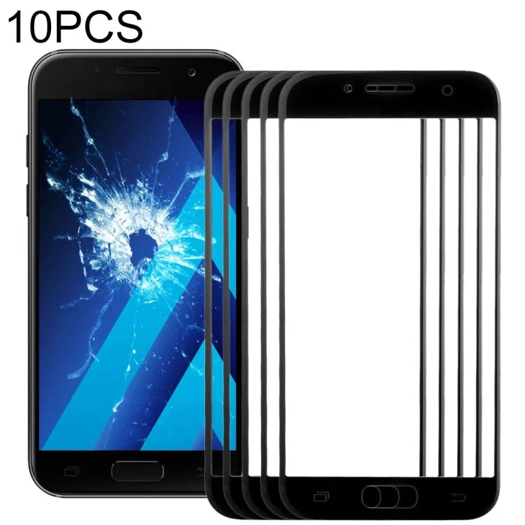Voor Samsung Galaxy A7 (2017) / A720 10 stuks voorscherm buitenste glazen lens (zwart)