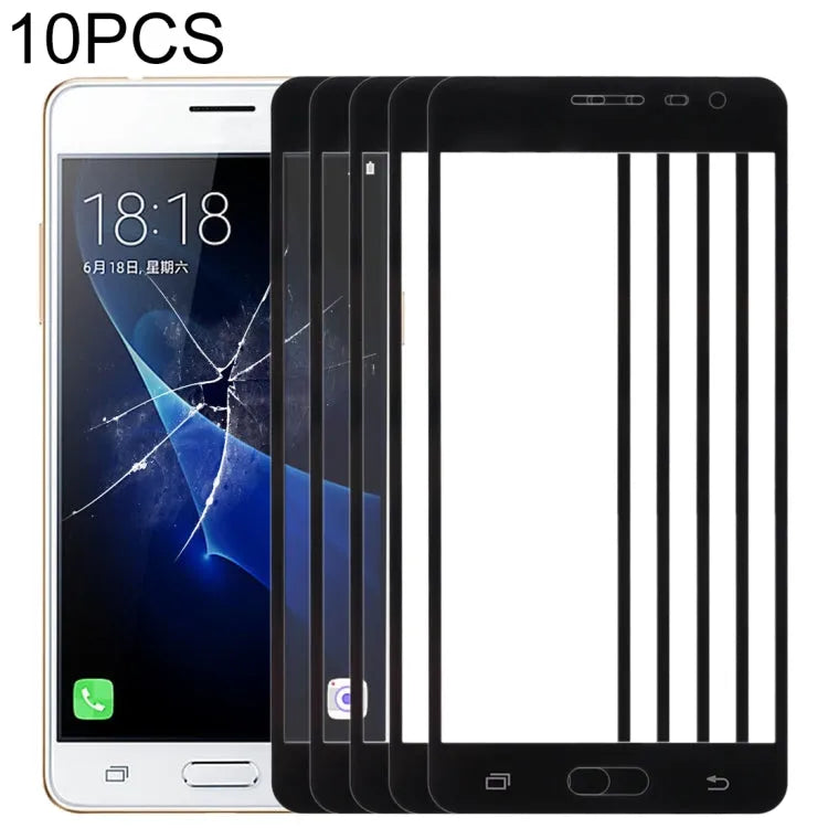 Voor Samsung Galaxy J3 Pro / J3110 10 stuks voorscherm buitenste glazen lens (zwart)