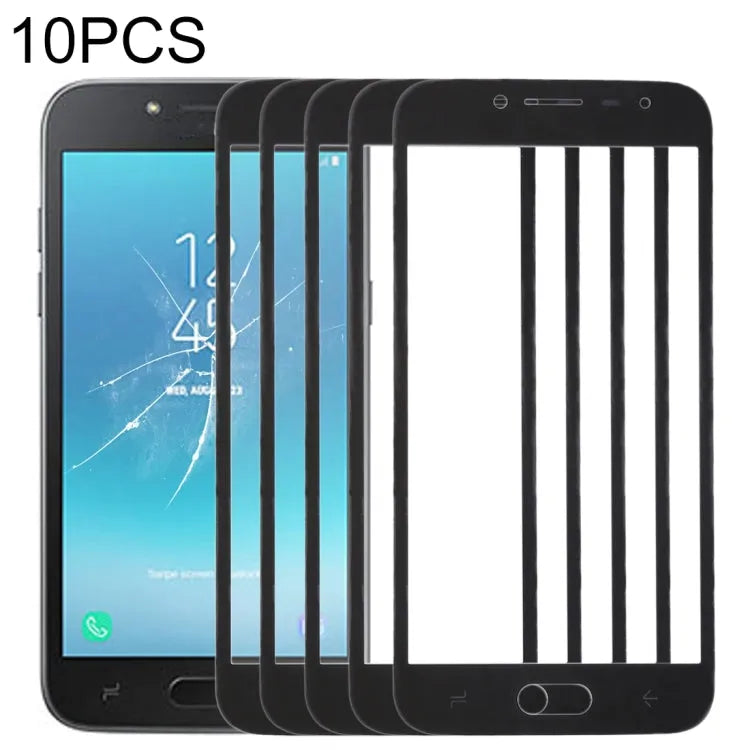 Voor Samsung Galaxy J2 Pro (2018), J250F/DS 10 stks Front Screen Outer Glas Lens (Zwart)
