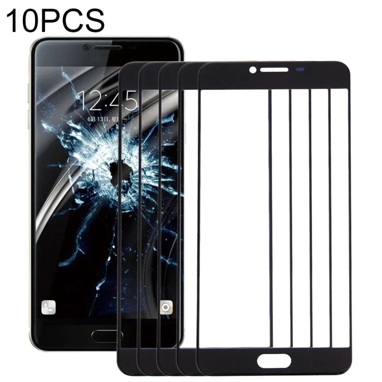Voor Samsung Galaxy C5 10 stks Front Screen Outer Glas Lens (Zwart)
