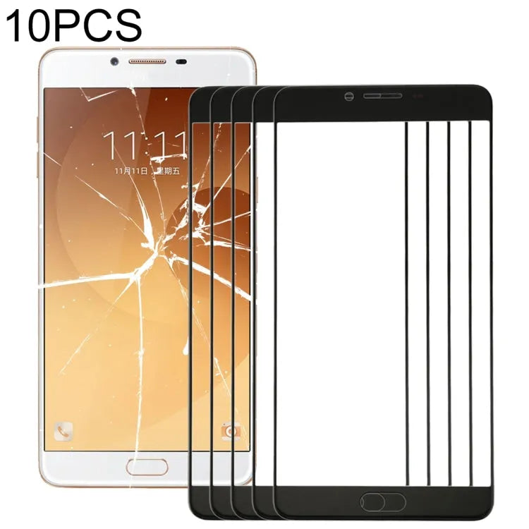 Voor Samsung Galaxy C9 Pro / C900 10 stuks voorscherm buitenste glazen lens (zwart)