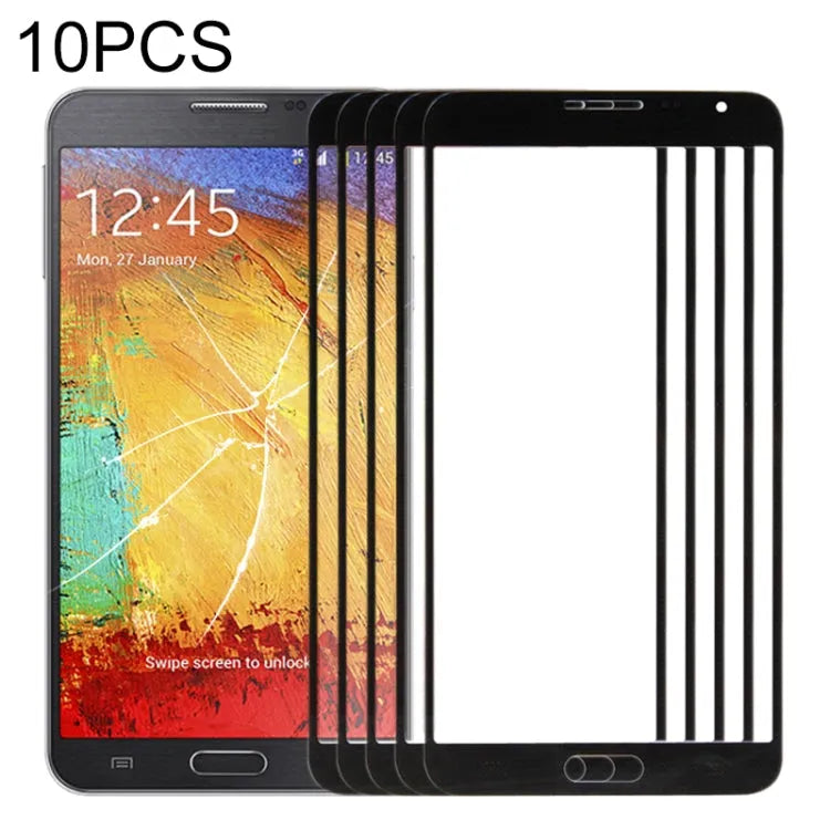Voor Samsung Galaxy Note 3 Neo / N7505 10 stuks voorscherm buitenste glazen lens (zwart)