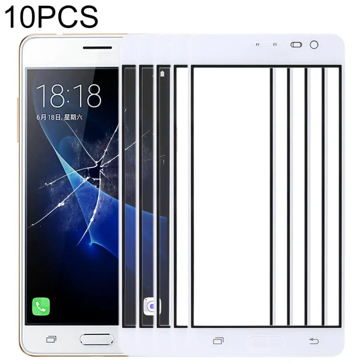 Voor Samsung Galaxy J3 Pro / J3110 10 stuks voorscherm buitenste glazen lens (wit)