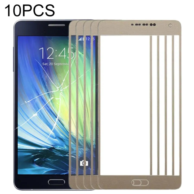 Voor Samsung Galaxy A7 (2015) 10 stuks voorscherm buitenste glazen lens (goud)