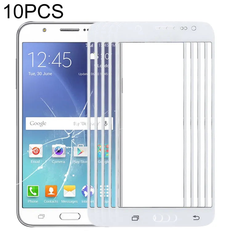 Voor Samsung Galaxy J7 / J700 10 stuks voorscherm buitenste glazen lens (wit)