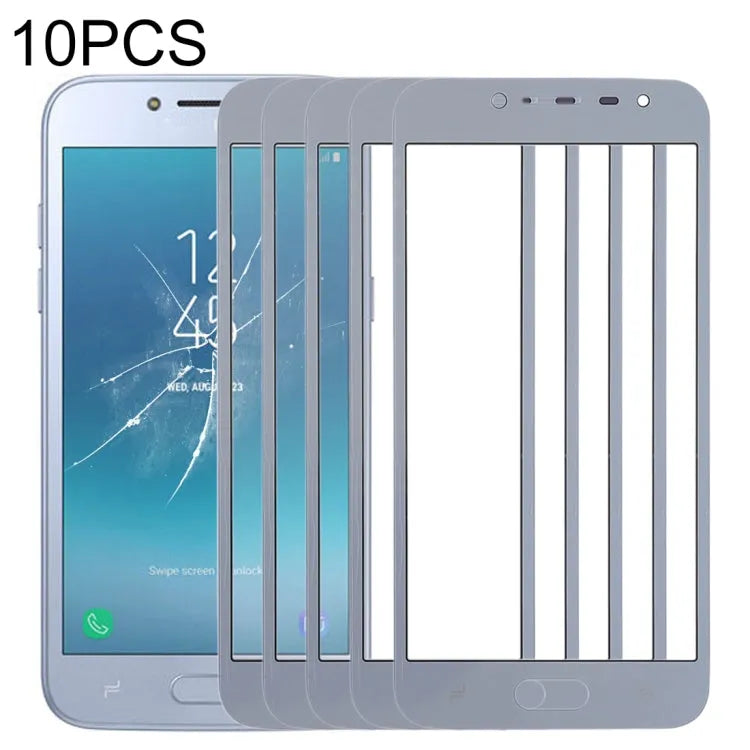 Voor Samsung Galaxy J2 Pro (2018), J250F/DS 10 stuks voorscherm buitenste glazen lens (grijs)