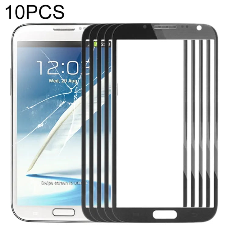 Voor Samsung Galaxy Note II / N7100 10 stuks voorscherm buitenste glazen lens (zwart)