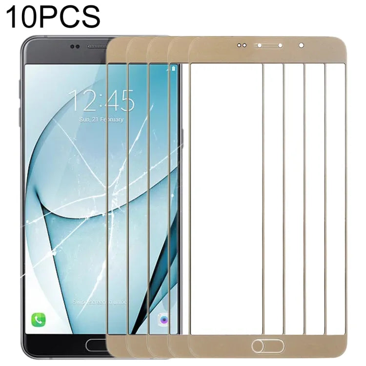 Voor Samsung Galaxy A9 (2016) / A900 10 stuks voorscherm buitenste glazen lens (goud)