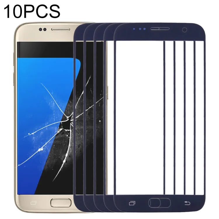 Voor Samsung Galaxy S7 / G930 10 stuks voorscherm buitenste glazen lens (zwart)